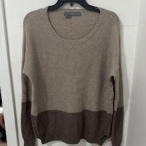 360 Sweater Wool and Cashmere Brown and Tan Crew Neck Sweater Size M